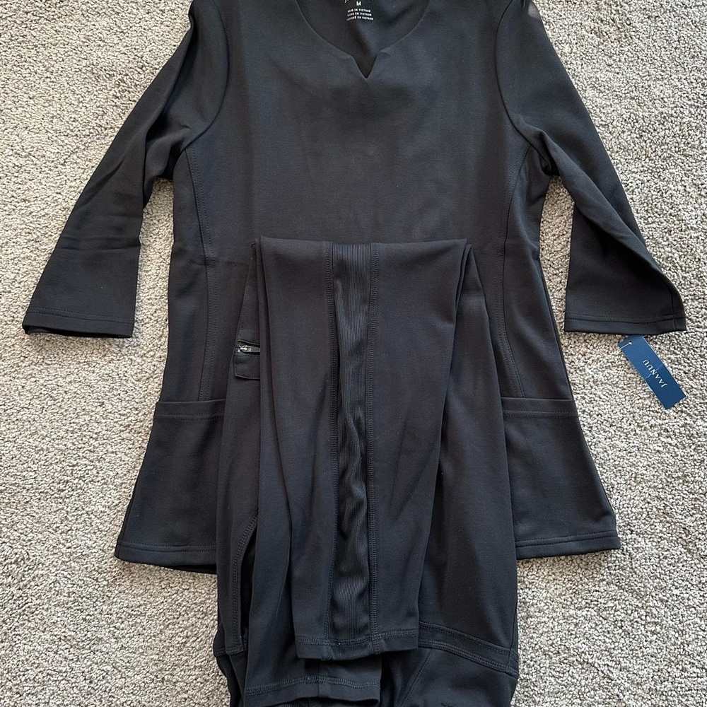 Jaanuu Black Tunic and Leggings Ensemble
